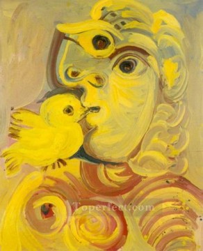 Busto de mujer con pájaro 1971 Pablo Picasso Pinturas al óleo
